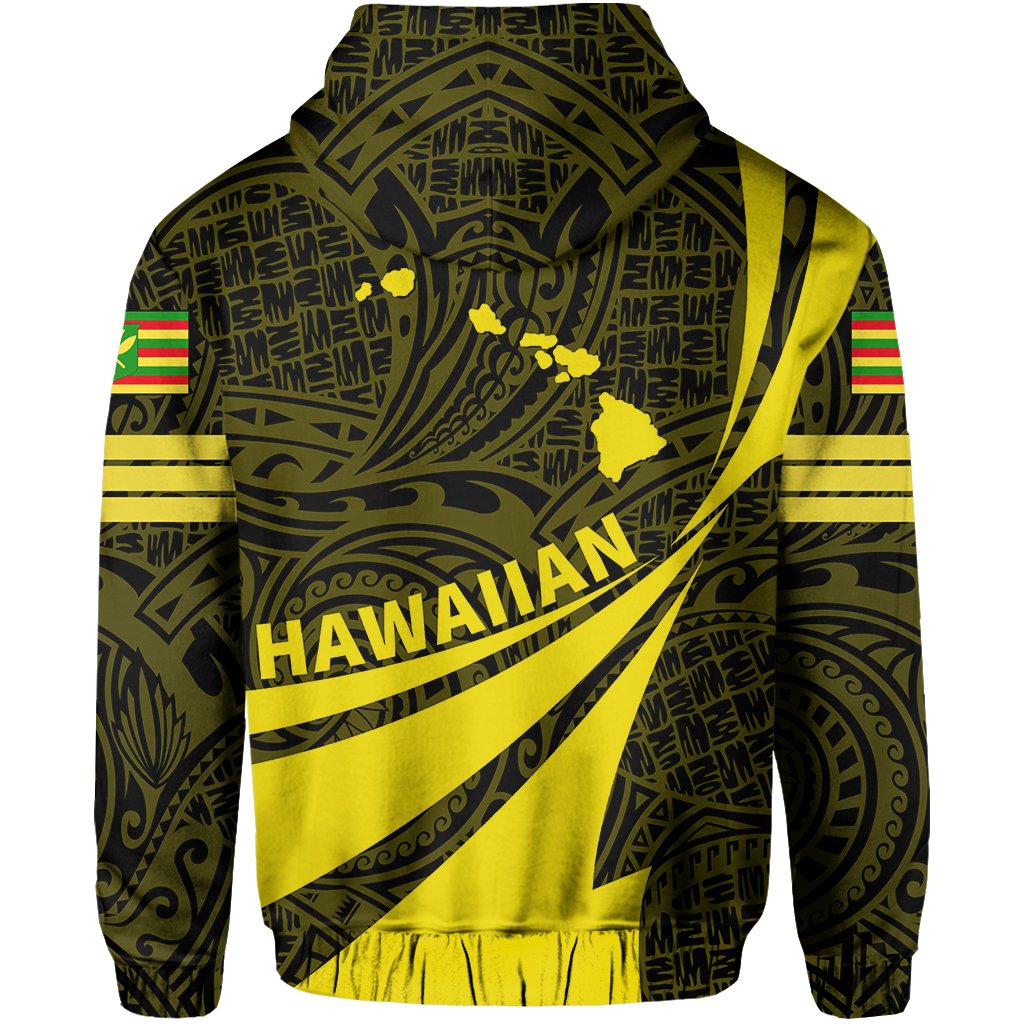 Kanaka Polynesian Zipper Hoodie Yellow Doma Style - Polynesian Pride
