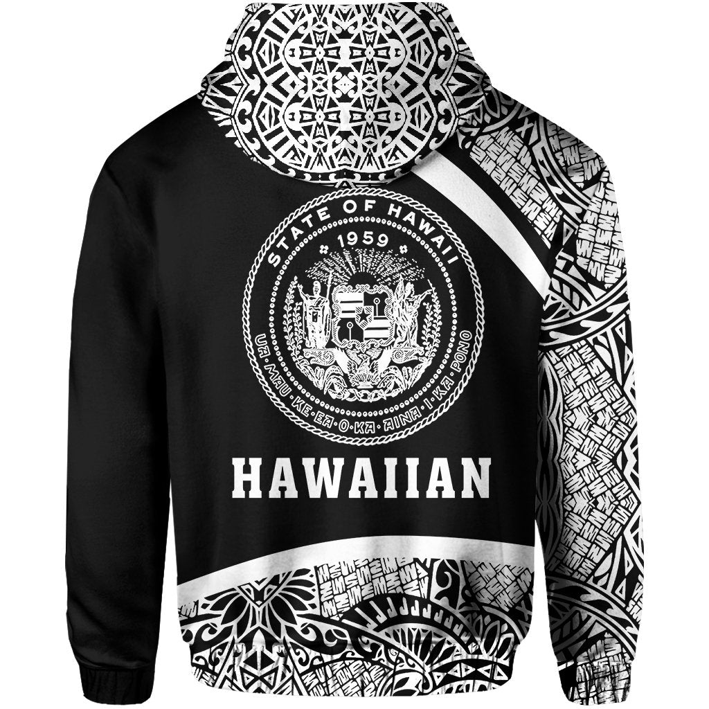 Hawaii Polynesian Hoodie White Round Style - Polynesian Pride