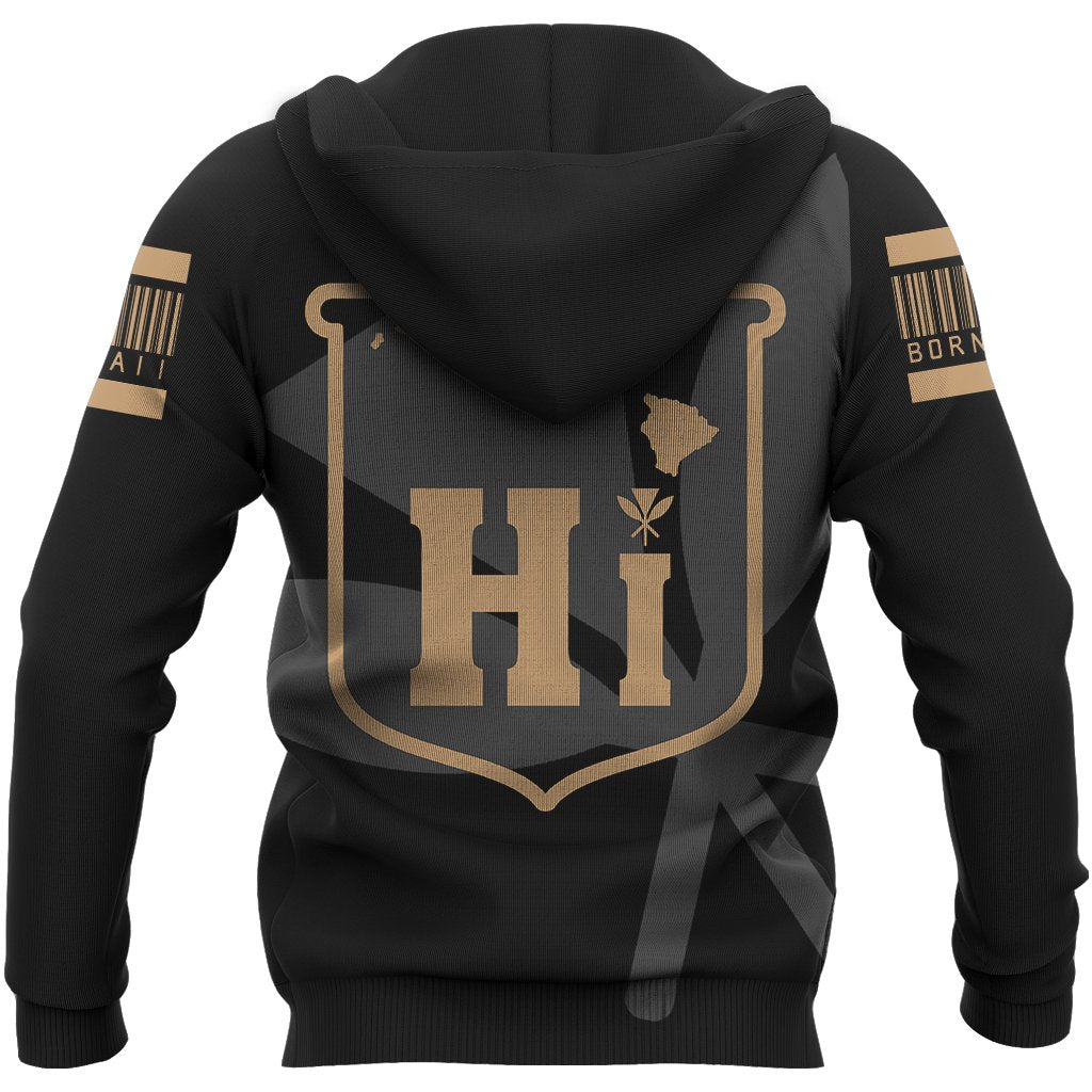 Hawaii Kanaka Kakau Hoodie Gold Barcode - Polynesian Pride