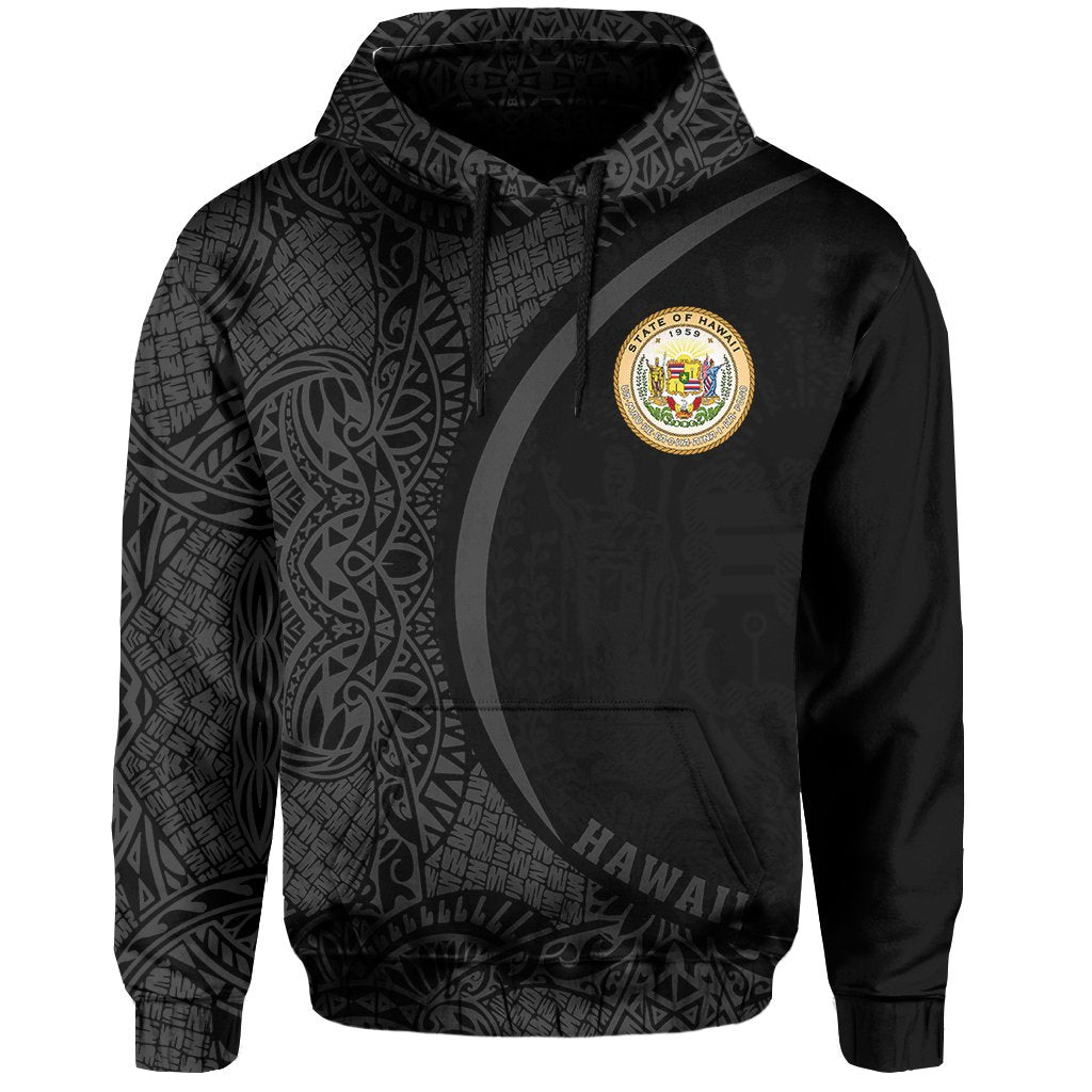 Hawaii Polynesian Hoodie Gray Round Style - Polynesian Pride