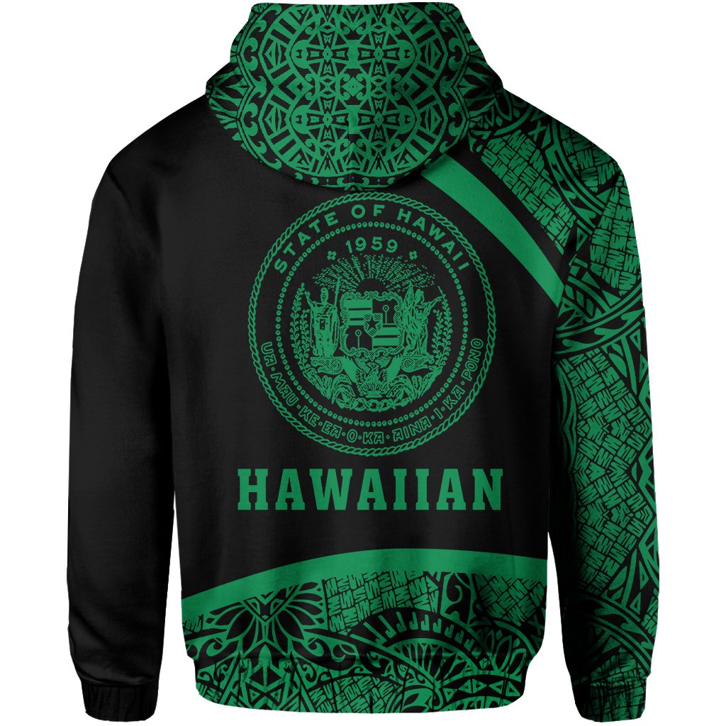 Hawaii Polynesian Hoodie Green Round Style - Polynesian Pride
