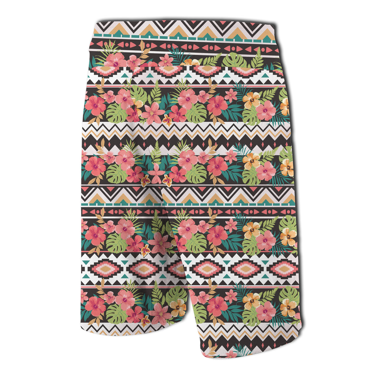 Hawaii Hibiscus Ethnic Mix Tropical Flower Board Shorts - Polynesian Pride