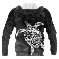 American Samoa Polynesian Hoodie Turtle Eternity Black - Polynesian Pride