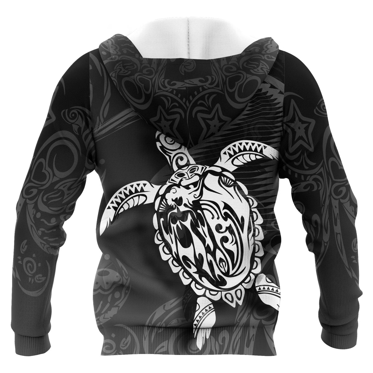 American Samoa Polynesian Custom Hoodie Turtle Eternity Black - Polynesian Pride