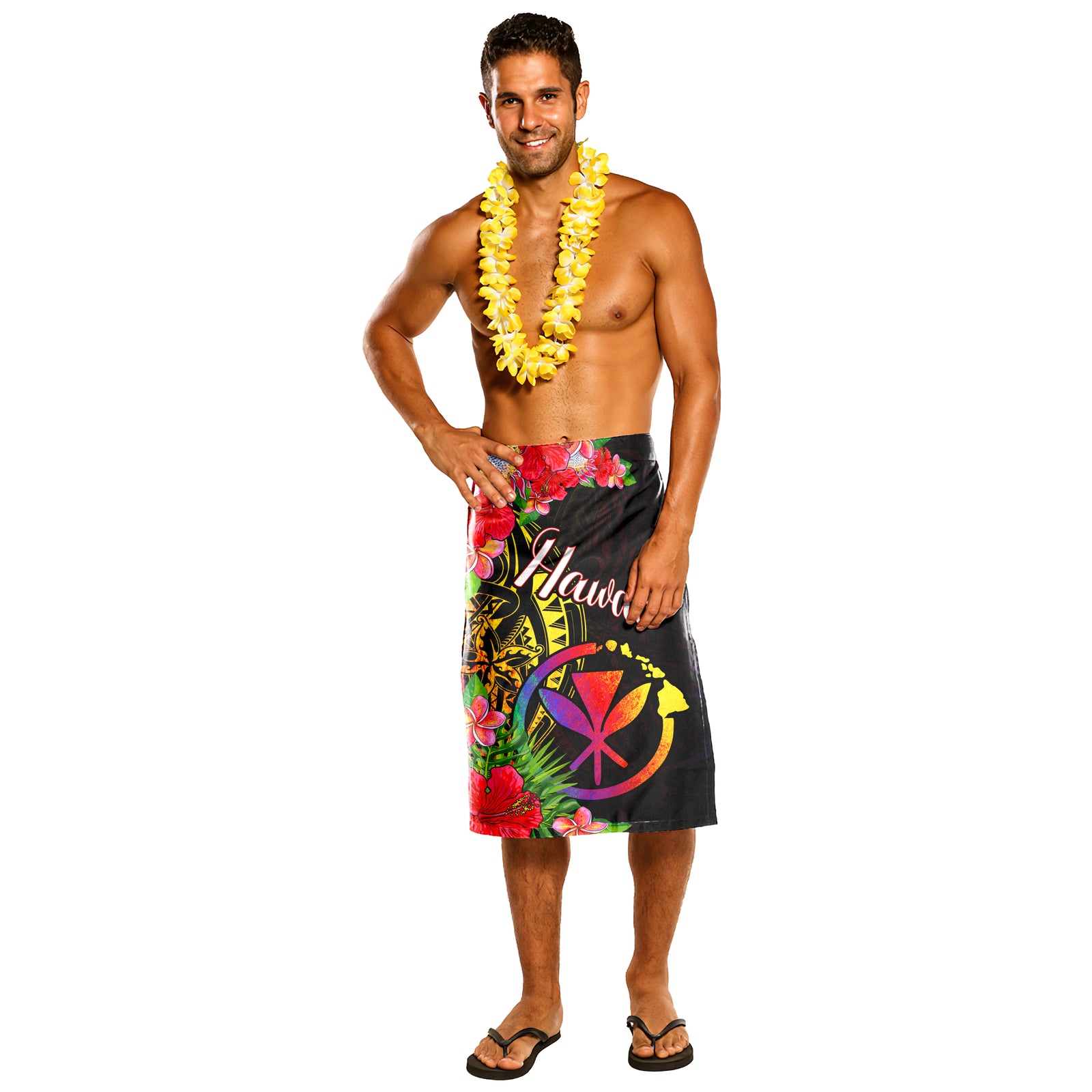 Hawaii Lavalava - Hippie Style One Size Black - Polynesian Pride