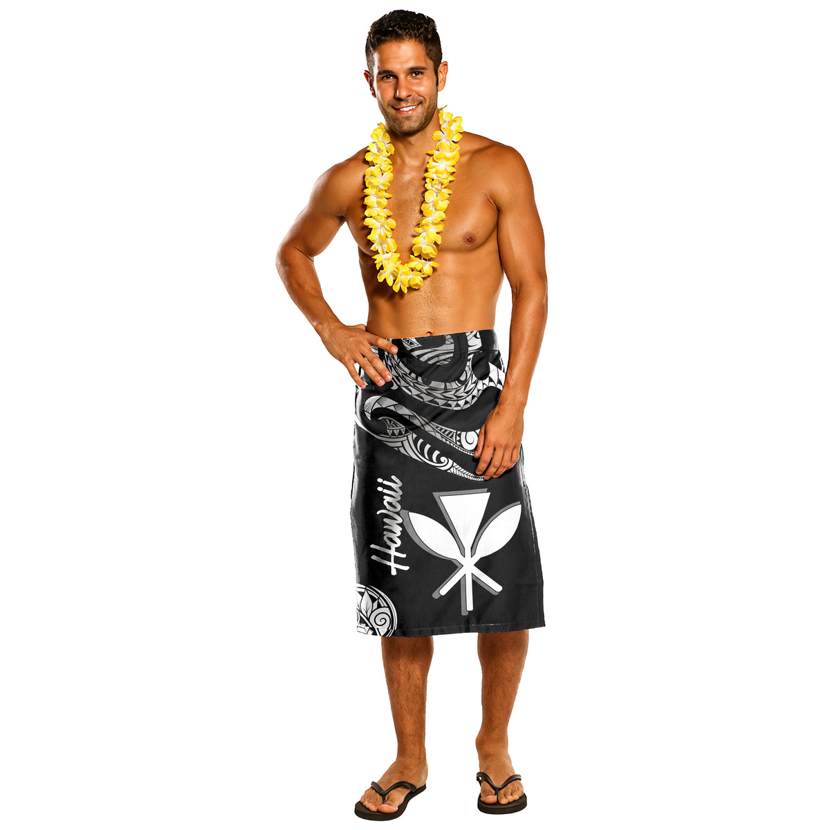 Hawaii Lavalava - Poly Tattoo White Version One Size Black - Polynesian Pride