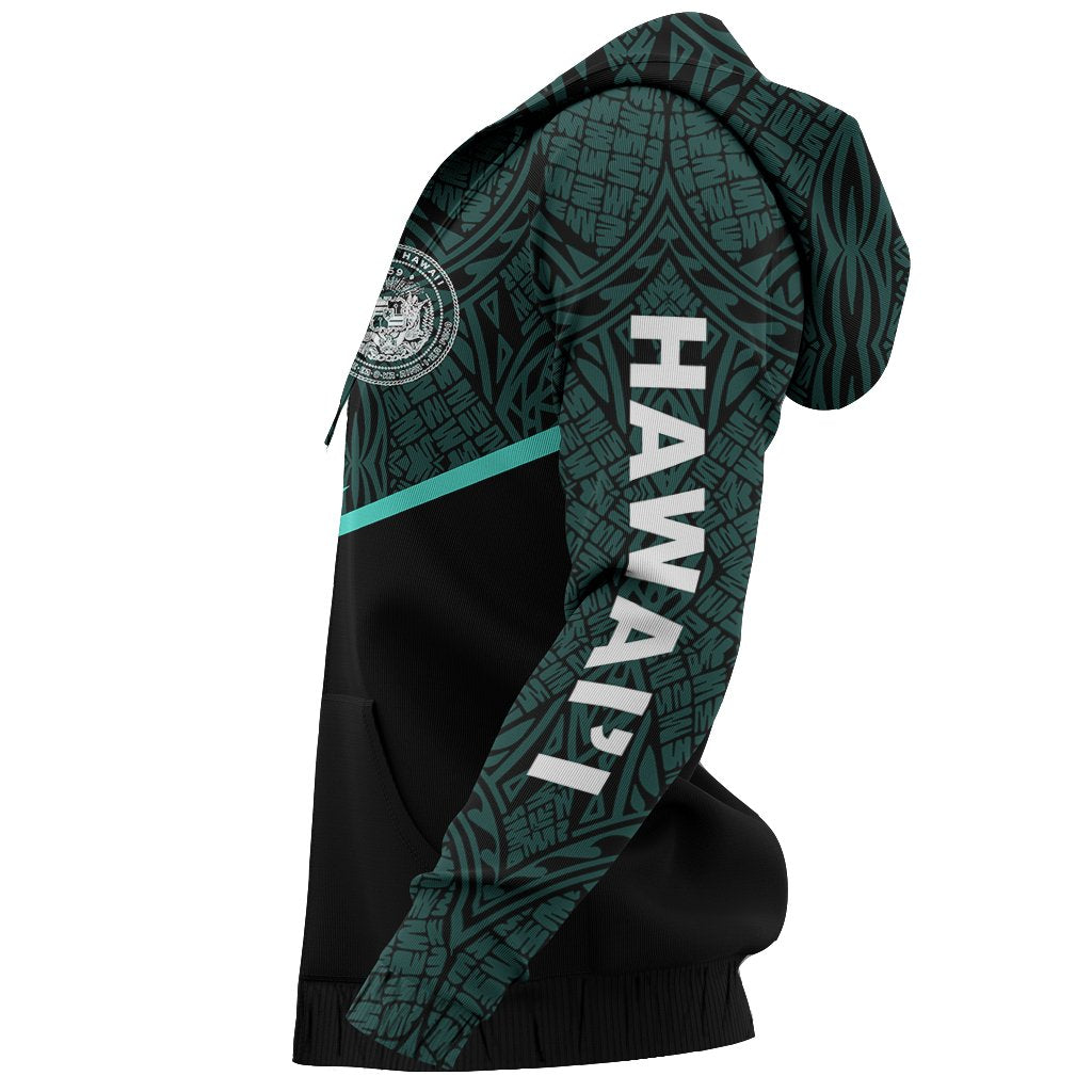 Hawaii Polynesian Hoodie Turquoise Energy Style - Polynesian Pride