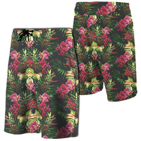 Hawaii Palm Leaves Pineapples Jungle Leaf Board Shorts Men Green - Polynesian Pride