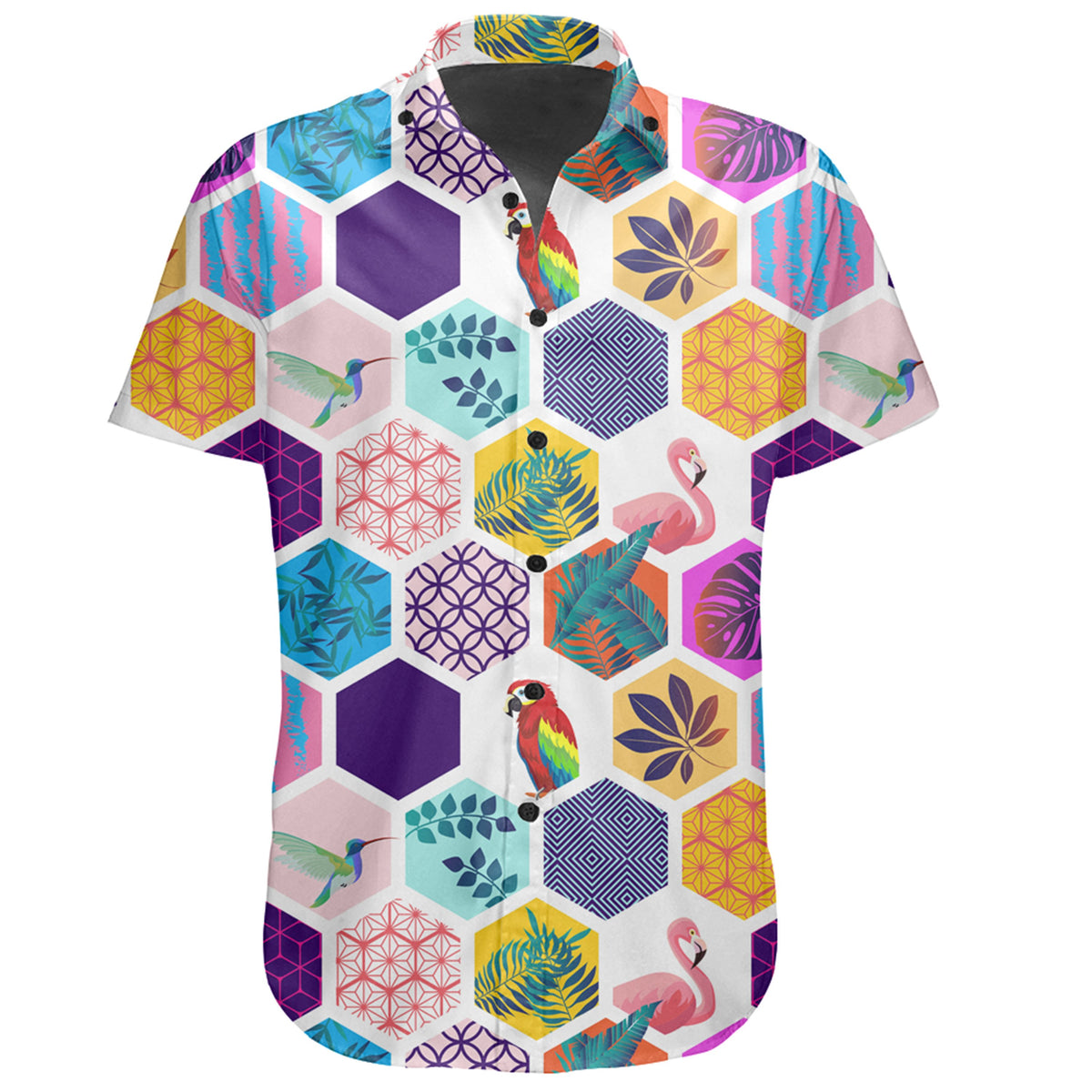 Hawaiian Shirt - Parrot Toucans Hummingbird Flamingo tropical Leaves Shirt - Polynesian Pride