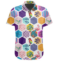 Hawaiian Shirt - Parrot Toucans Hummingbird Flamingo tropical Leaves Shirt - Polynesian Pride