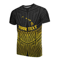 Hawaii Polynesian Custom T Shirt Gold Pride Map and Seal Unisex Gold - Polynesian Pride