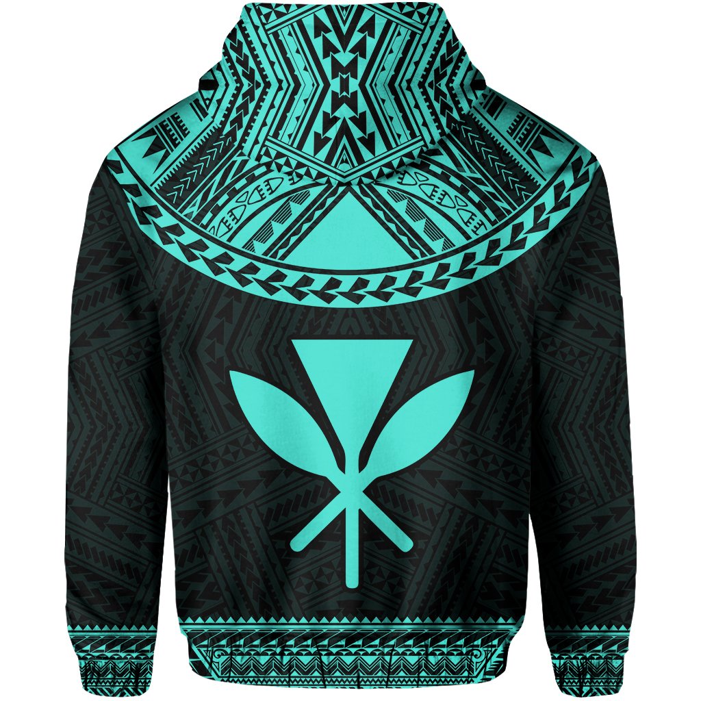 Hawaii Kanaka Polynesian Zip Hoodie Divinity Turquoise - Polynesian Pride