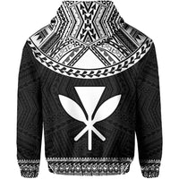 Hawaii Kanaka Polynesian Zipper Hoodie Divinity White - Polynesian Pride