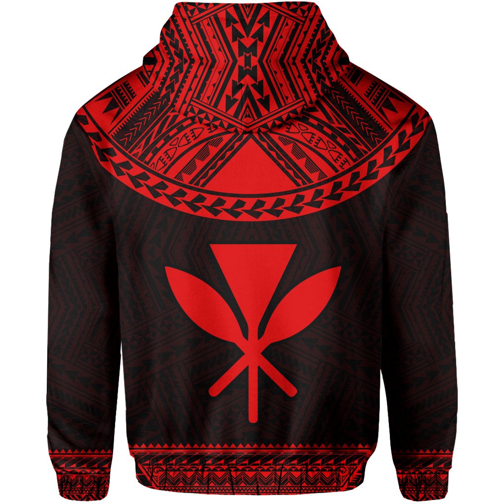 Hawaii Kanaka Polynesian Zipper Hoodie Divinity Red - Polynesian Pride