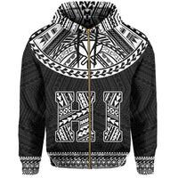 Hawaii Kanaka Polynesian Zipper Hoodie Divinity White - Polynesian Pride