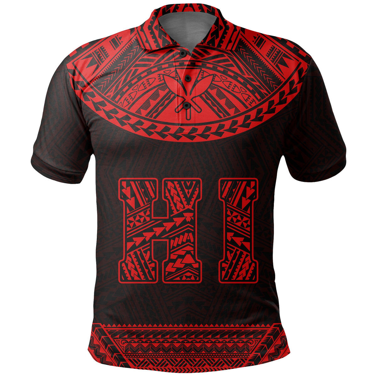 Hawaii Kanaka Polynesian Polo Shirt Divinity Red - Polynesian Pride