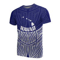 Hawaii Polynesian T Shirt Blue Pride Map and Seal Unisex Blue - Polynesian Pride