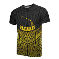 Hawaii Polynesian T Shirt Gold Pride Map and Seal Unisex Gold - Polynesian Pride