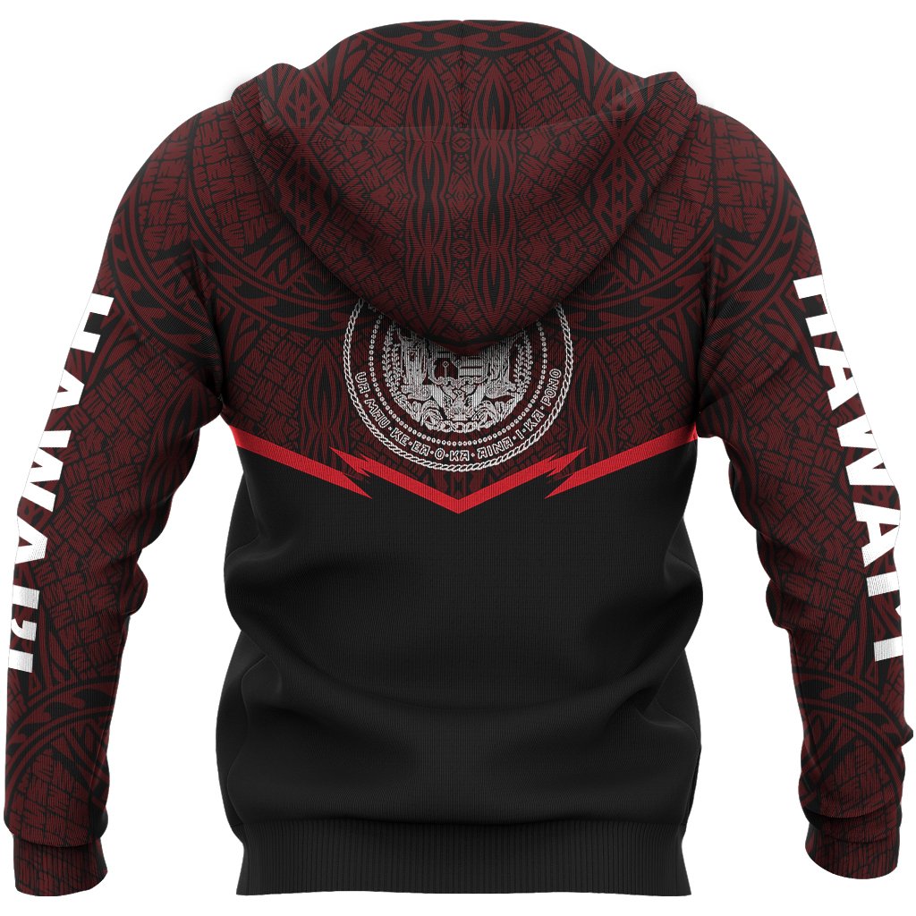 Hawaii Polynesian Zipper Hoodie Red Energy Style - Polynesian Pride