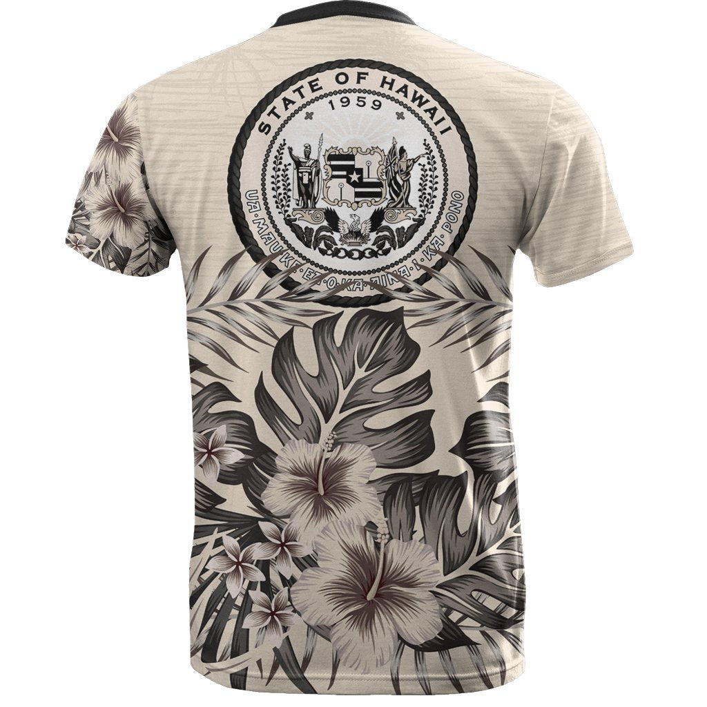 Hawaii T Shirt Hawaii Seal Beige Hibiscus - Polynesian Pride