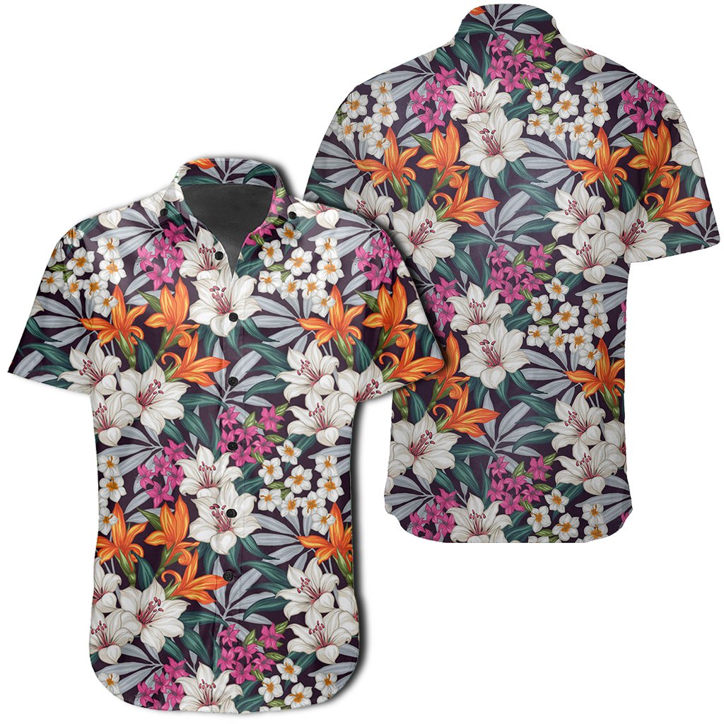 Hawaiian Shirt - Parrot Toucans Hummingbird Flamingo tropical Leaves Shirt Unisex Black - Polynesian Pride