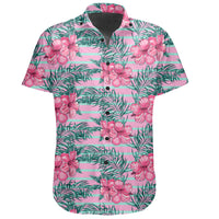 Hawaiian Shirt - Tropical Flowers Palm Leaves Hibiscus Strips Shirt - Polynesian Pride