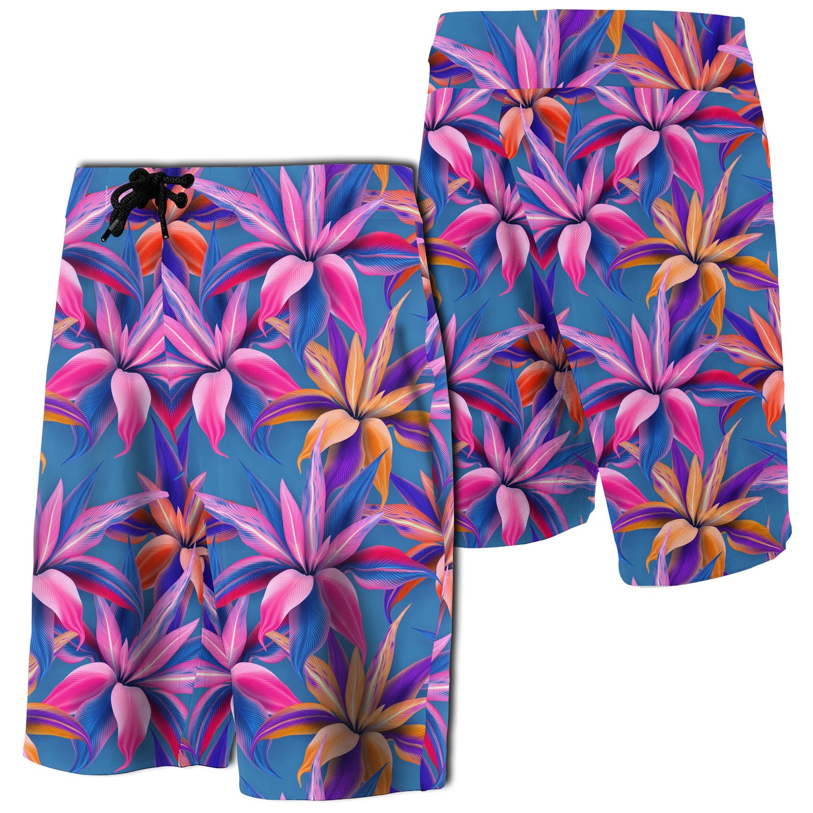 Hawaii Tropical Flowers Pink Board Shorts Men Pink - Polynesian Pride