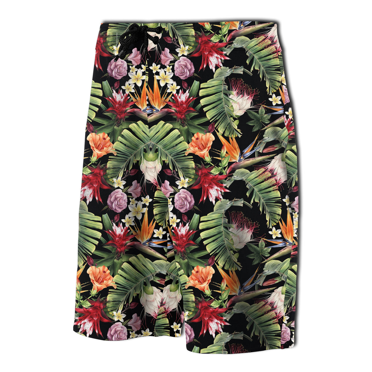 Hawaii Tropical Flowers Watercolor Board Shorts - Polynesian Pride