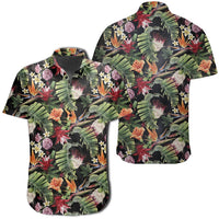 Hawaiian Shirt - Tropical Flowers Watercolor Shirt Unisex Black - Polynesian Pride