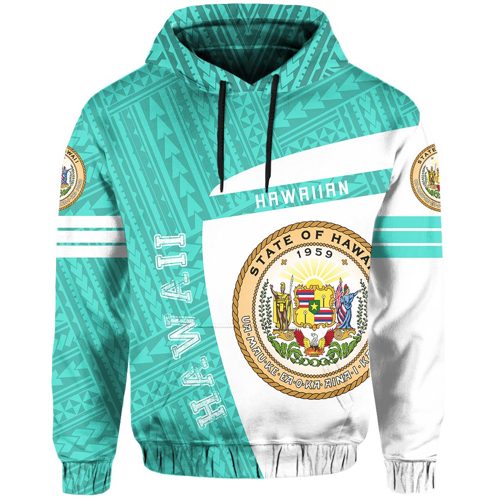 Hawaii Polynesian Sport Hoodie Turquoise Premium Style - Polynesian Pride