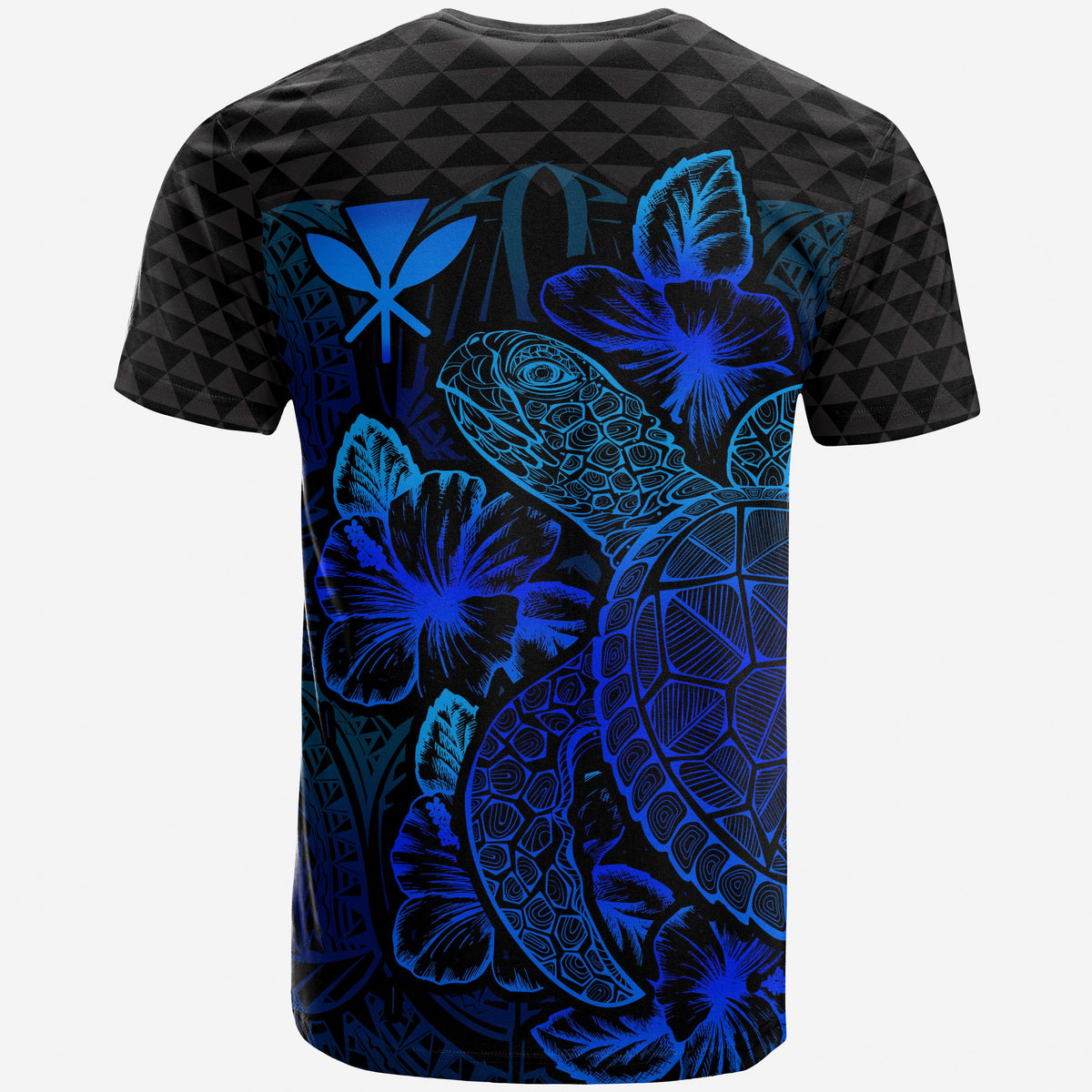 Hawaii Polynesian T Shirt Kanaka Maoli Turtle Hibiscus Blue - Polynesian Pride