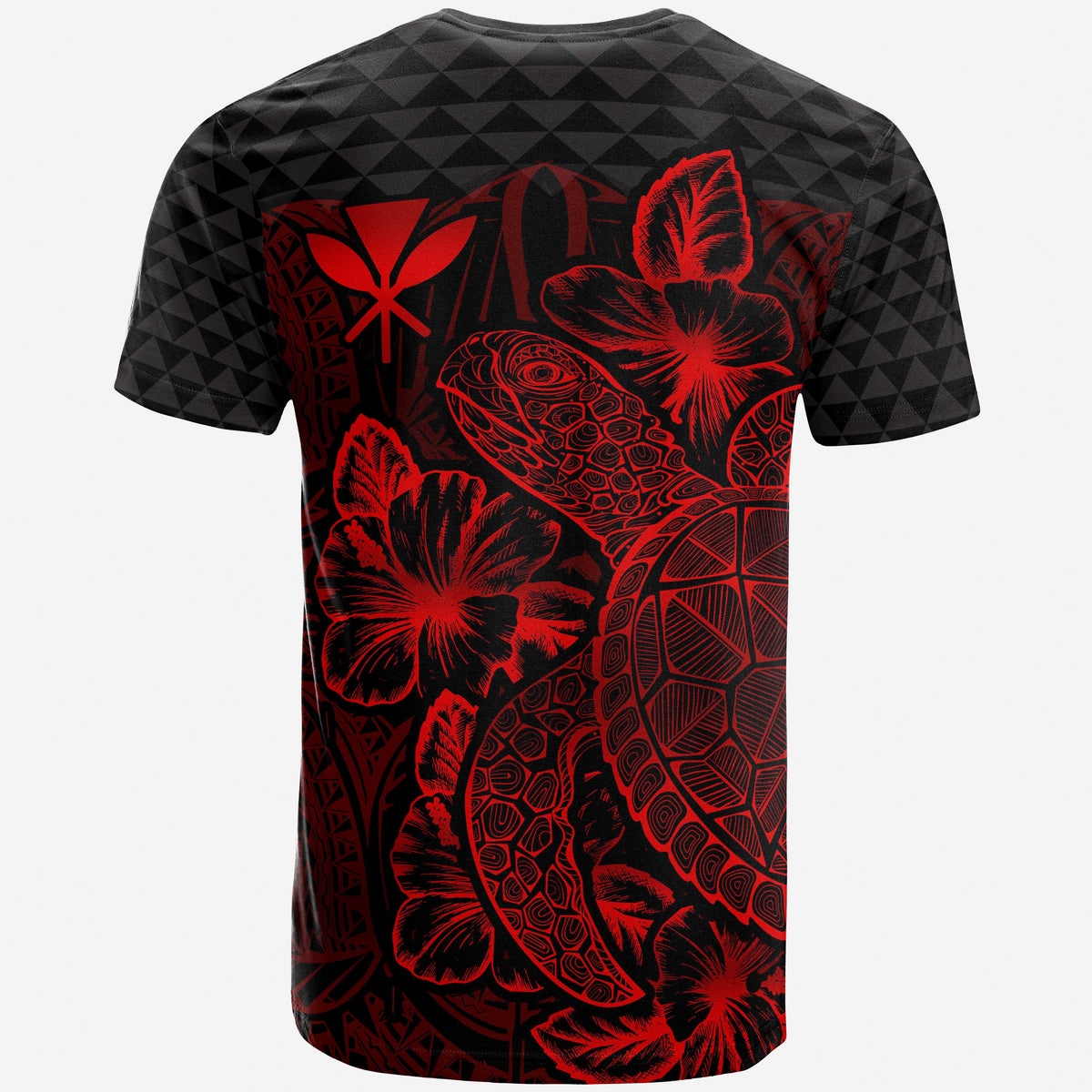 Hawaii Polynesian T Shirt Kanaka Maoli Turtle Hibiscus Red - Polynesian Pride