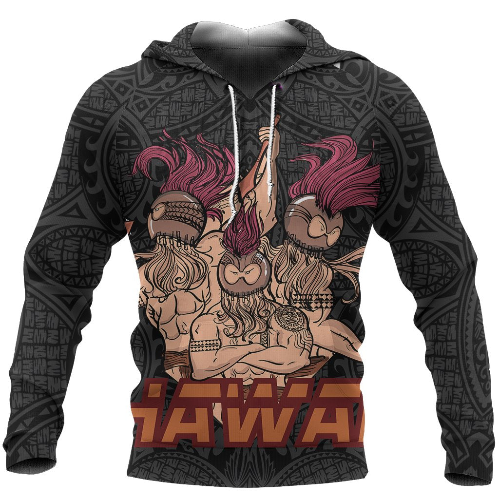 Hawaiian Polynesian Guardian Kanaka Warrior Hoodie Unisex Black - Polynesian Pride