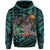 Kakau Turquoise Hawaii Warrior Football Hoodie - Polynesian Pride