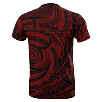 Polynesian Kakau Red Hawaii Warrior Football T Shirt - Polynesian Pride