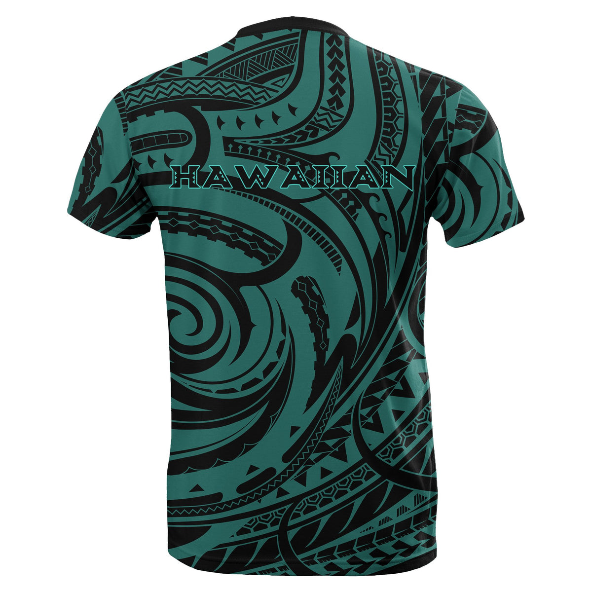 Polynesian Kakau Turquoise Hawaii Warrior Football T Shirt - Polynesian Pride