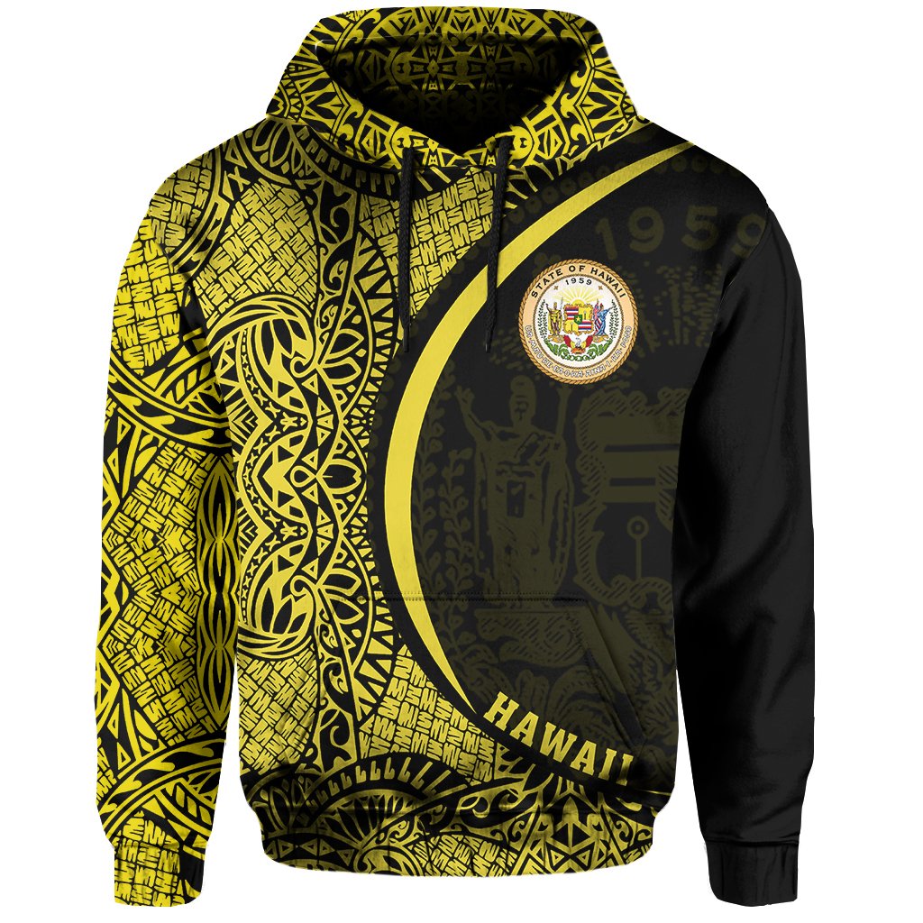 Hawaii Polynesian Hoodie Yellow Round Style - Polynesian Pride