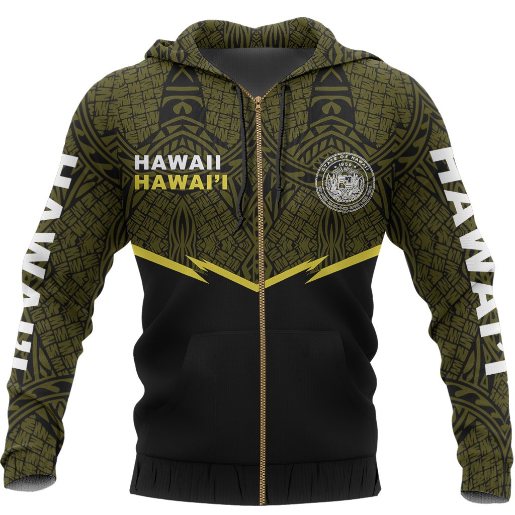 Hawaii Polynesian Zipper Hoodie Yellow Energy Style - Polynesian Pride
