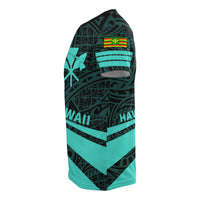 Kanaka Polynesian T Shirt Turquoise Doma Style - Polynesian Pride