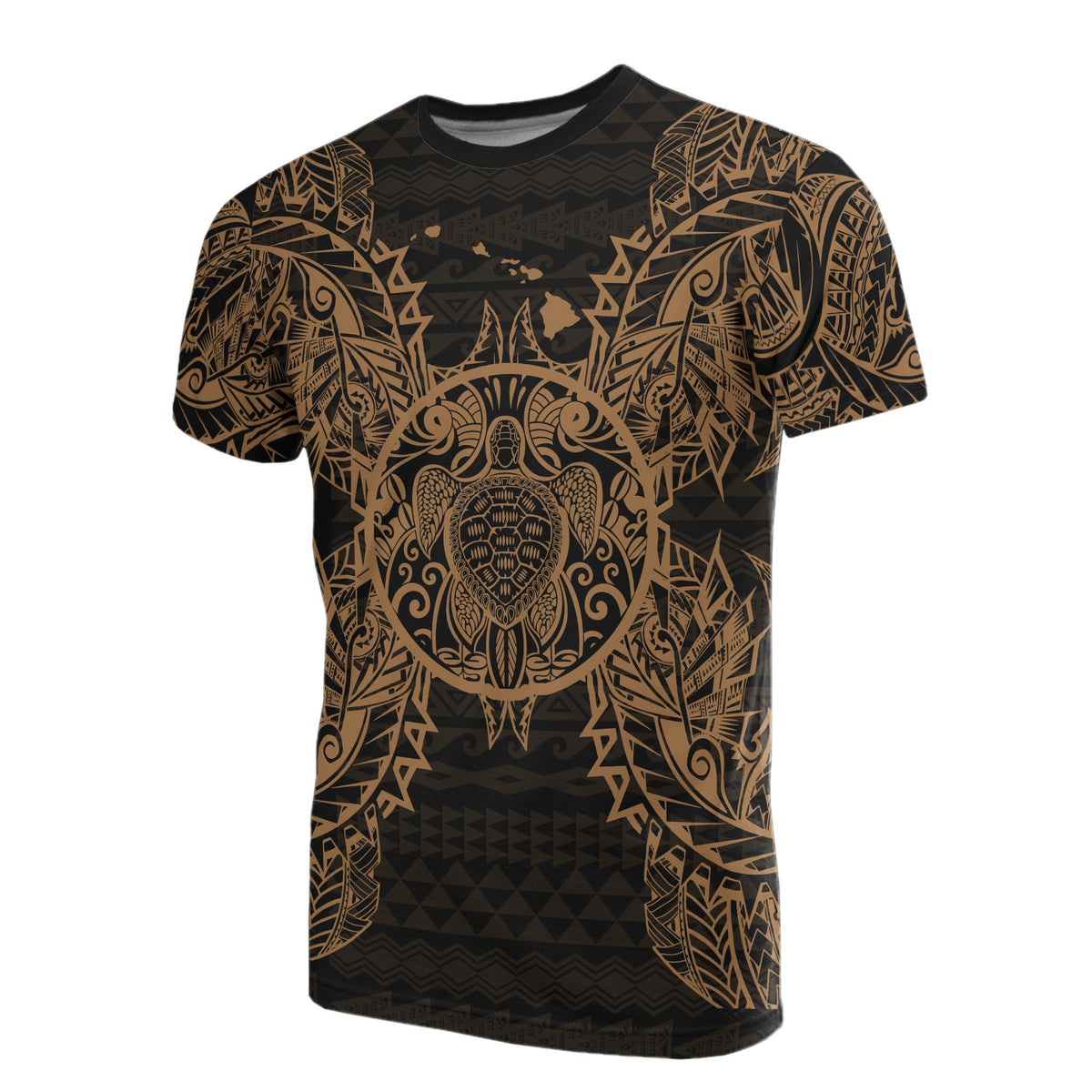 Hawaii T Shirt Polynesian Gold Turtle Tattoo - Polynesian Pride