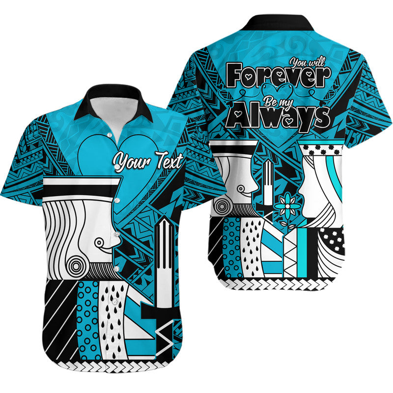 Custom Outfit For Couple Polynesian Valentine Matching Dress and Hawaiian Shirt Queen and King Heart Blue Version LT9 - Polynesian Pride