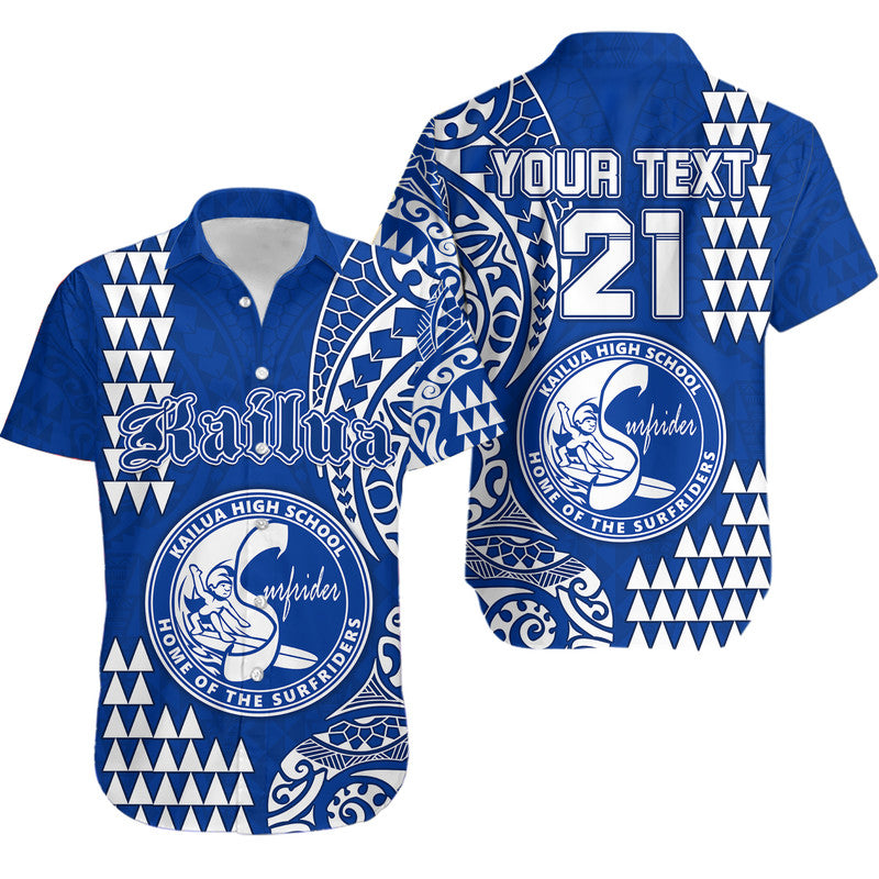 (Custom Personalised) Hawaii Kailua High School Hawaiian Shirt Tribal Kakau LT9 Blue - Polynesian Pride