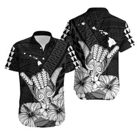Hawaii Shaka Sign Couple Long Dress and Hawaiian Shirt Black Version LT9 - Polynesian Pride