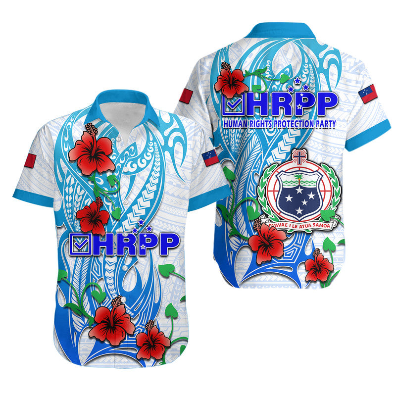 Special Samoa HRPP Party Hawaiian Shirt Tribal Samoan Hibiscus Design LT9 Blue - Polynesian Pride