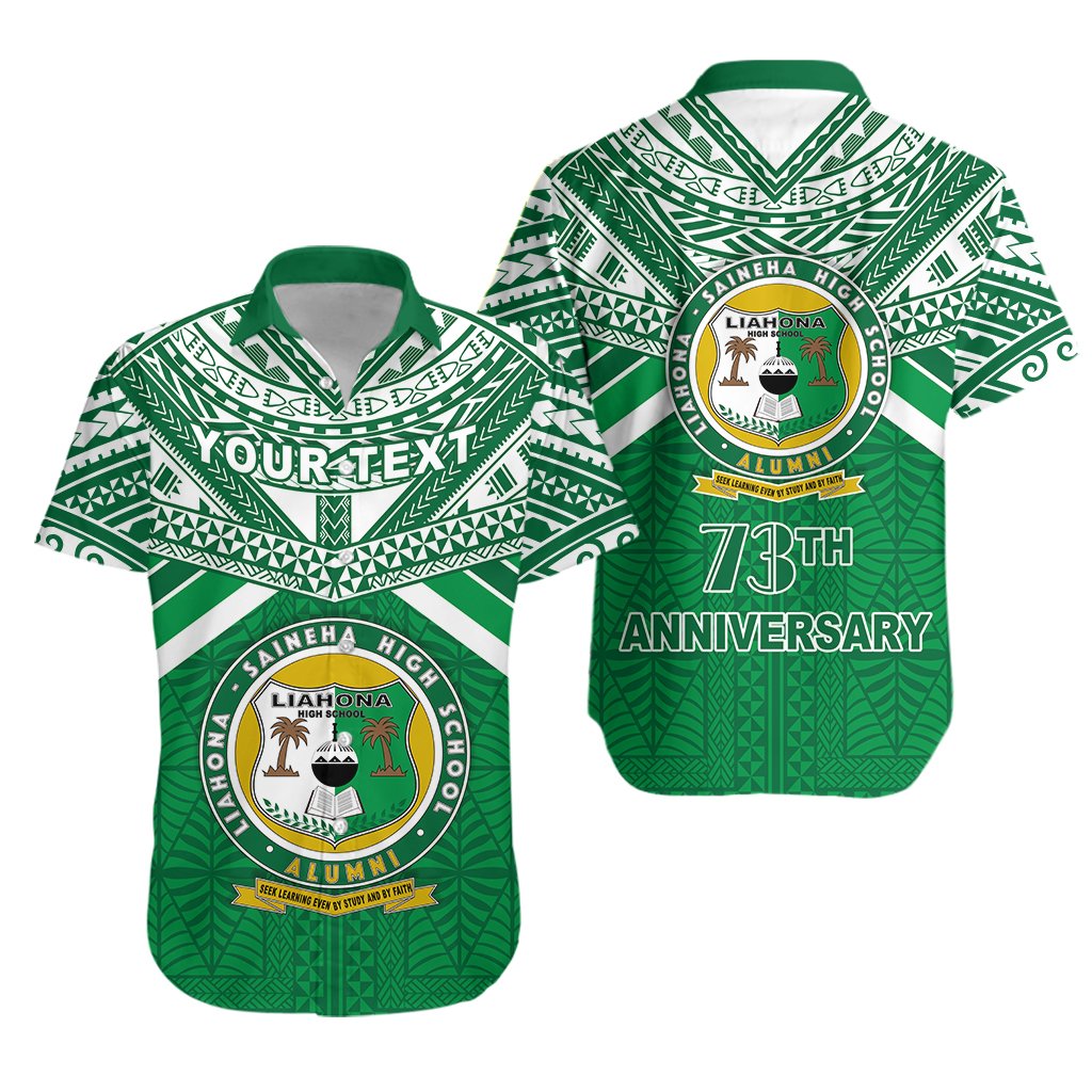 (Custom Personalised) Happy Anniversary Liahona Hawaiian Shirt Tonga High School Unisex Green - Polynesian Pride