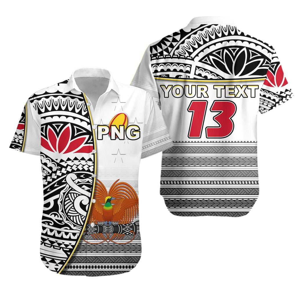 (Custom Personalised) Papua New Guinea Rugby Hawaiian Shirt - PNG Impressive - Custom Text and Number Unisex White - Polynesian Pride