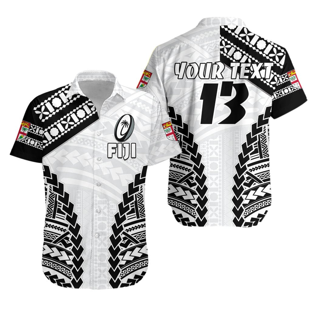 (Custom Personalised) Fiji Rugby Hawaiian Shirt Fresh - Custom Text and Number Unisex White - Polynesian Pride