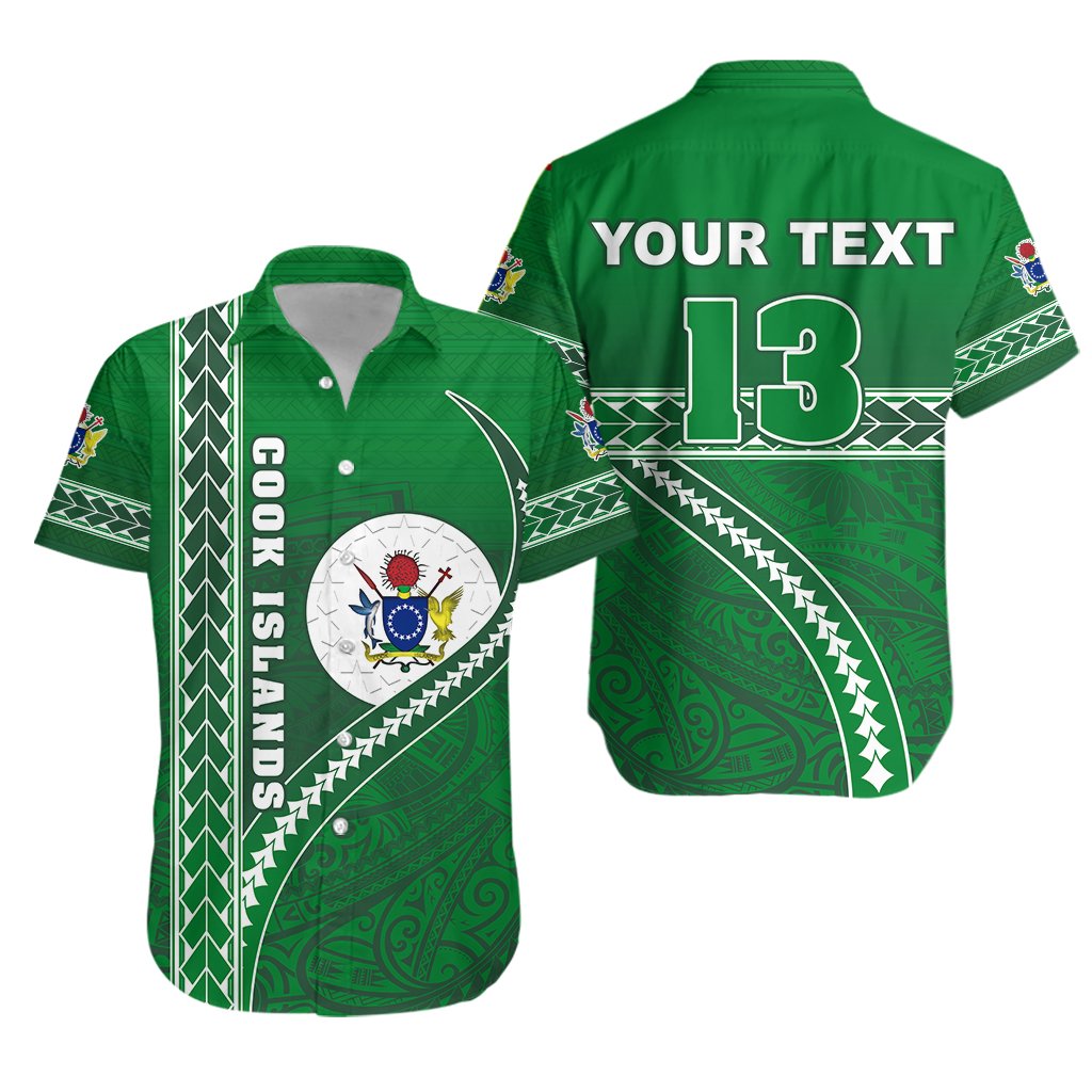 (Custom Personalised) Cook Islands Rugby Hawaiian Shirt Simple Style Green - Custom Text and Number Unisex Green - Polynesian Pride