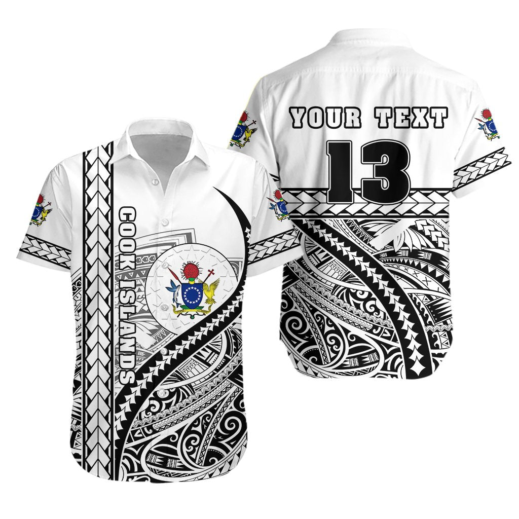 (Custom Personalised Text and Number) Cook Islands Rugby Hawaiian Shirt Simple Unisex White - Polynesian Pride
