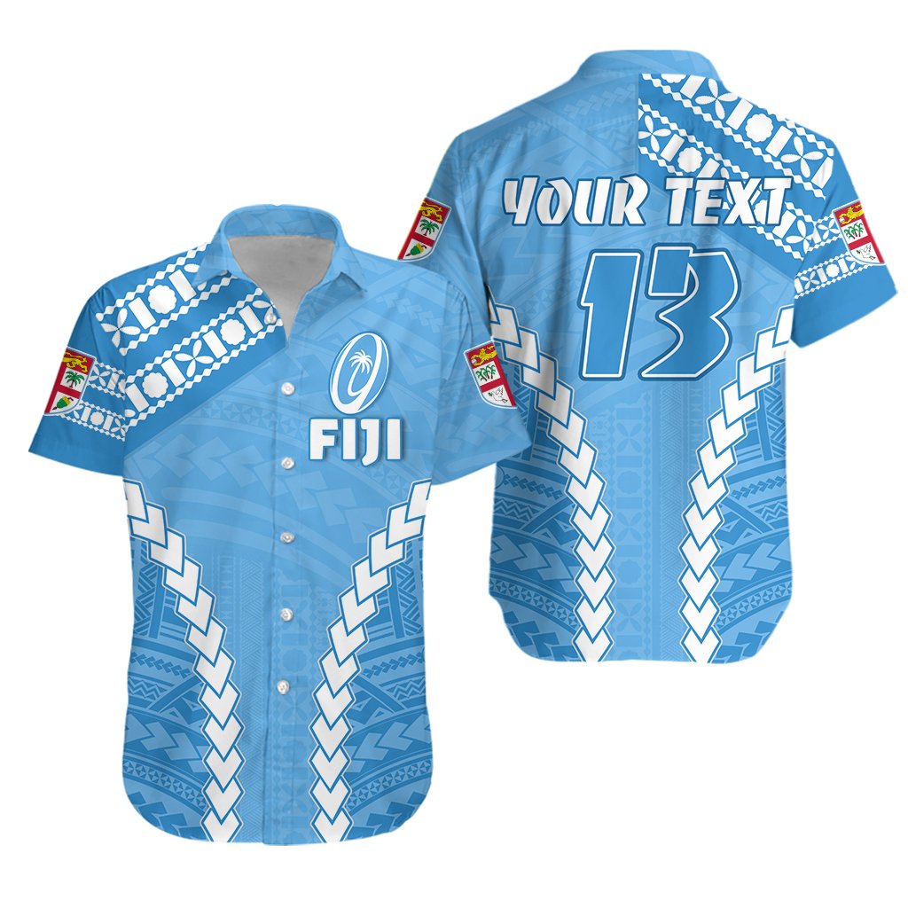 (Custom Personalised) Fiji Rugby Hawaiian Shirt Fresh Version Blue - Custom Text and Number Unisex Blue - Polynesian Pride